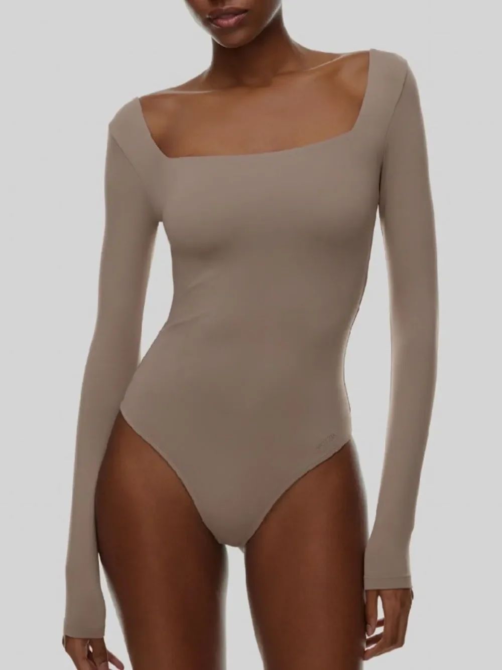 Babaton Long Sleeve Square Neck Bodysuit - Dusty tan XL new with tags
